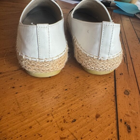 Cute Canvas White/Black Cap Toe Espadrille Slip -On Flats Sz 8 #05 - Picture 6 of 10